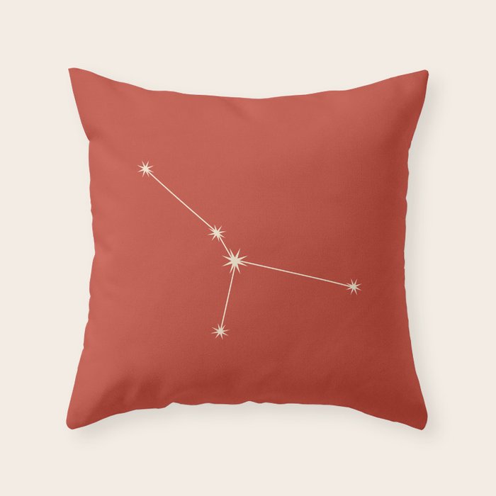 Cancer Zodiac Star Constellation Line Art Red Throw Pillow Gallery Image 1