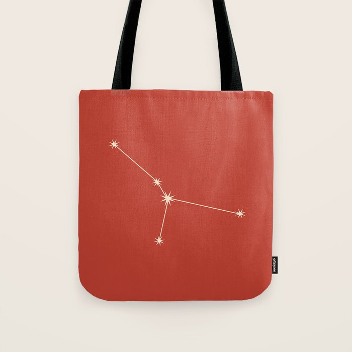 Cancer Zodiac Star Constellation Line Art Red Tote Bag Gallery Image 1