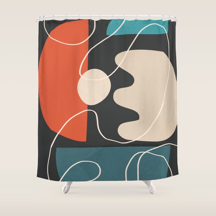 Minimal Colorful Abstract Shapes 8 Shower Curtain Gallery Image 1