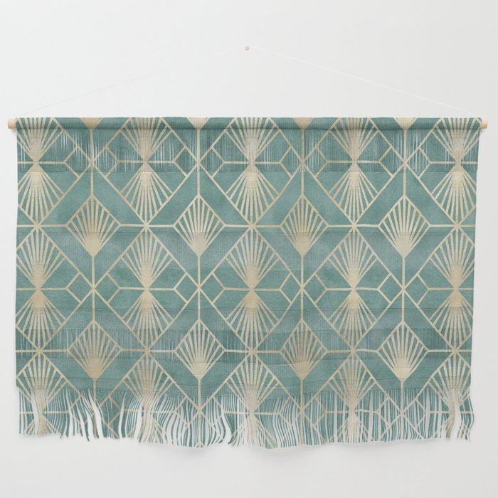 Art Deco Diamonds in Teal and Gold Wall Hanging Gallery Image 1