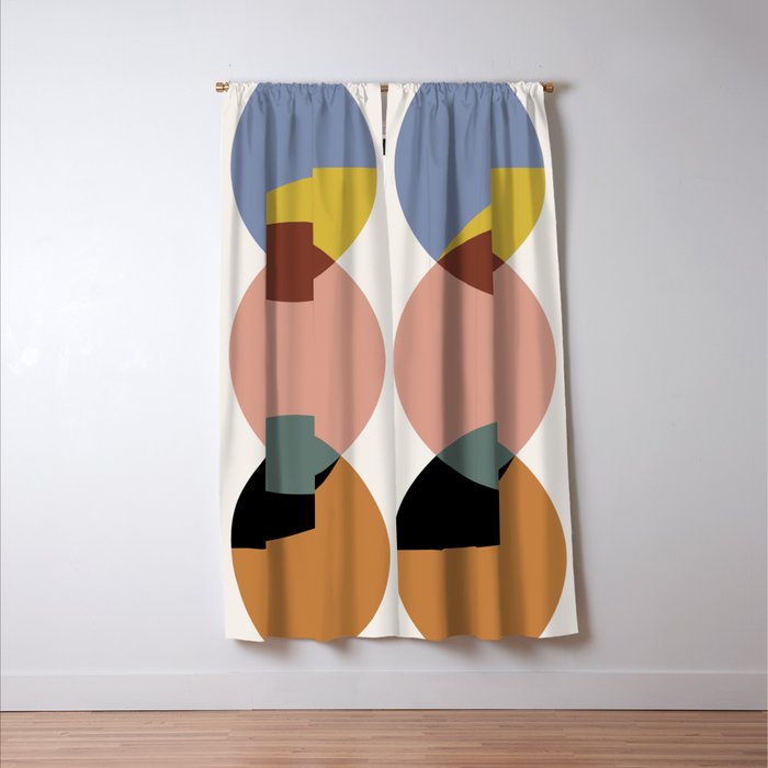 Geometric Harmony - Vintage Rainbow Colors Window Curtain Gallery Image 3