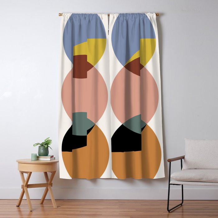Geometric Harmony - Vintage Rainbow Colors Window Curtain Gallery Image 5