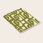 Mid Century Modern Loops Abstract Pattern in Olive Green and Beige Cream Notebook Gallery Image 2