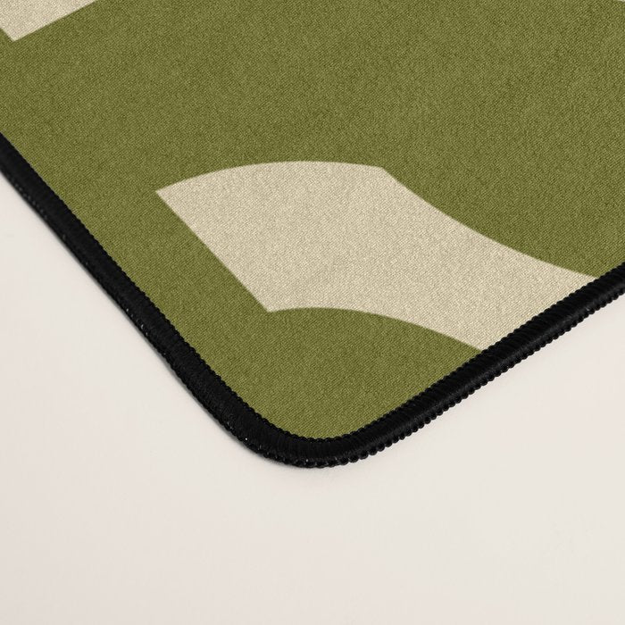 Mid Century Modern Loops Abstract Pattern in Olive Green and Beige Cream Desk Mat Gallery Image 4