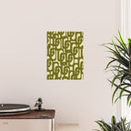 Mid Century Modern Loops Abstract Pattern in Olive Green and Beige Cream Poster Gallery Image 2