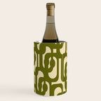 Mid Century Modern Loops Abstract Pattern in Olive Green and Beige Cream Wine Chiller Gallery Image 2