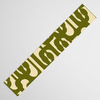 Mid Century Modern Loops Abstract Pattern in Olive Green and Beige Cream Table Runner Gallery Image 3