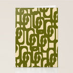 Mid Century Modern Loops Abstract Pattern in Olive Green and Beige Cream Stationery Card Gallery Image 2