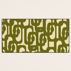 Mid Century Modern Loops Abstract Pattern in Olive Green and Beige Cream Desk Mat Gallery Image 3