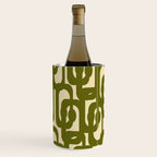 Mid Century Modern Loops Abstract Pattern in Olive Green and Beige Cream Wine Chiller Gallery Image 1