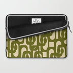 Mid Century Modern Loops Abstract Pattern in Olive Green and Beige Cream Laptop Sleeve Gallery Image 2