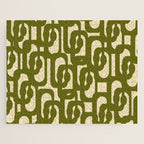 Mid Century Modern Loops Abstract Pattern in Olive Green and Beige Cream Jigsaw Puzzle Gallery Image 1