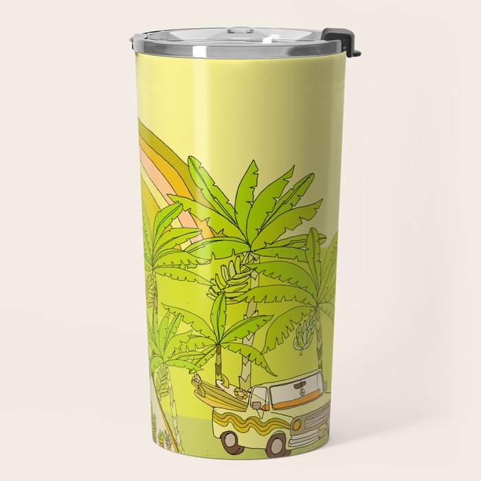 a frame simple living // banana pancakes // retro surf art by surfy birdy Travel Mug Gallery Image 2