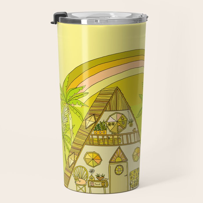 a frame simple living // banana pancakes // retro surf art by surfy birdy Travel Mug Gallery Image 3