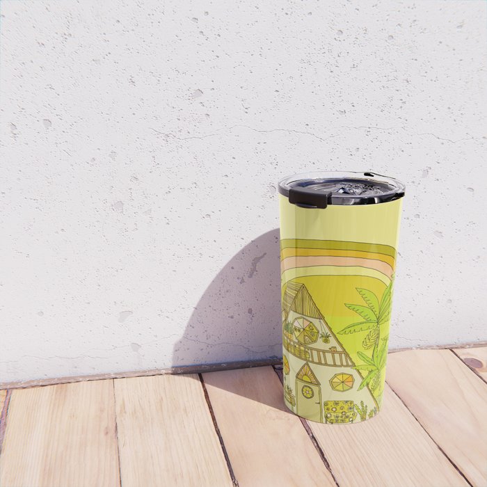 a frame simple living // banana pancakes // retro surf art by surfy birdy Travel Mug Gallery Image 4