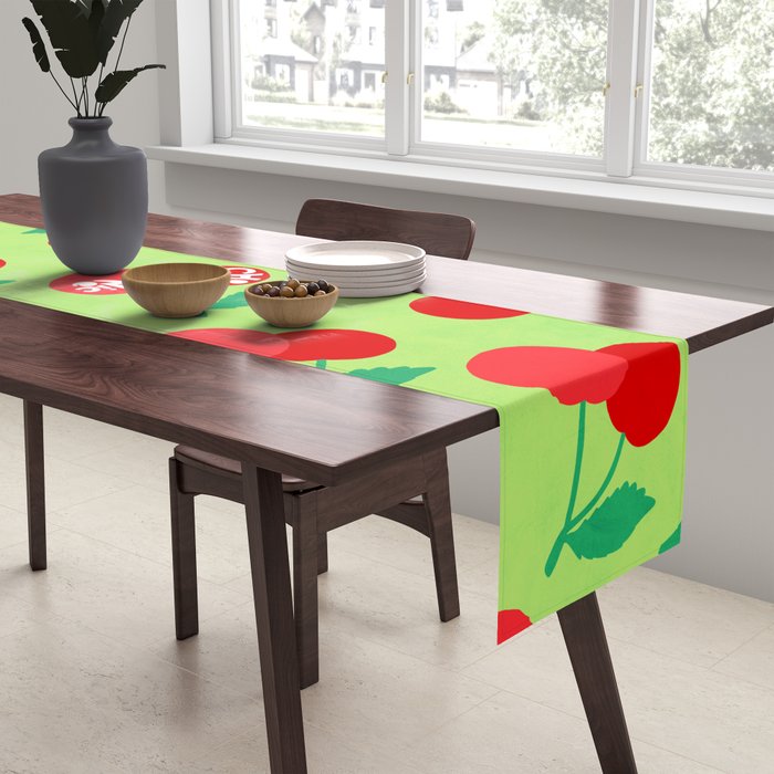 Big fruit Cherry duo with fun pun 'Cherry Nice'  Table Runner Gallery Image 2