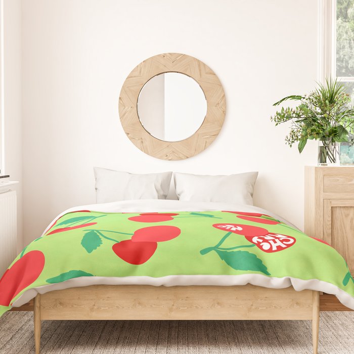 Big fruit Cherry duo with fun pun 'Cherry Nice'  Duvet Cover Gallery Image 3