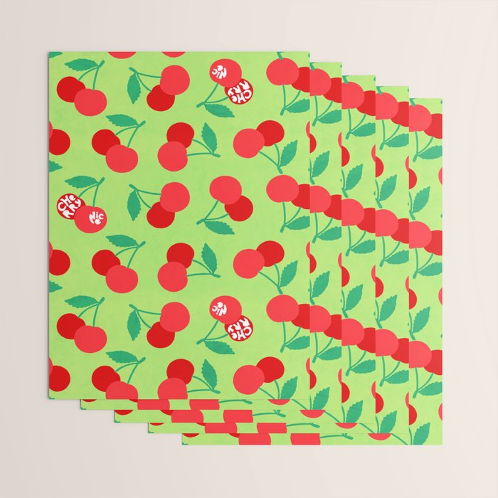 Big fruit Cherry duo with fun pun 'Cherry Nice'  Wrapping Paper Gallery Image 3