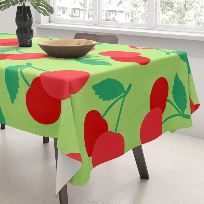 Big fruit Cherry duo with fun pun 'Cherry Nice'  Tablecloth Gallery Image 3