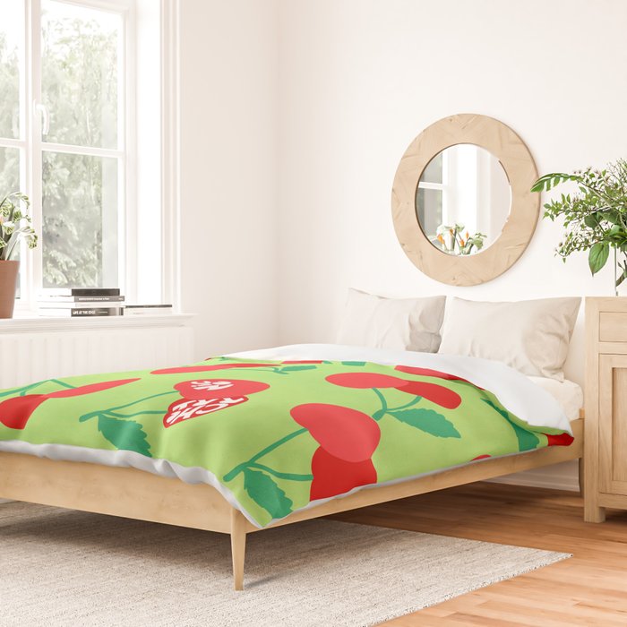 Big fruit Cherry duo with fun pun 'Cherry Nice'  Duvet Cover Gallery Image 2