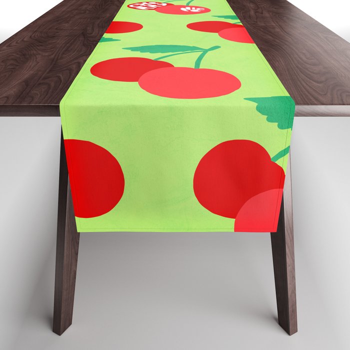 Big fruit Cherry duo with fun pun 'Cherry Nice'  Table Runner Gallery Image 1