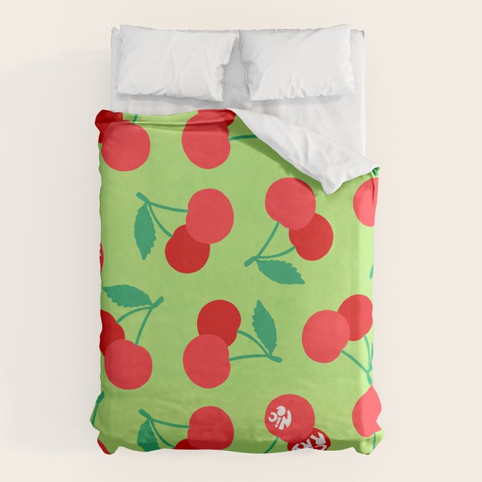 Big fruit Cherry duo with fun pun 'Cherry Nice'  Duvet Cover Gallery Image 6