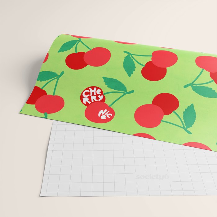 Big fruit Cherry duo with fun pun 'Cherry Nice'  Wrapping Paper Gallery Image 2