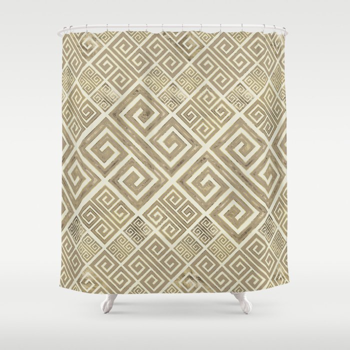 Greek Meander Pattern - Greek Key Ornament Shower Curtain Gallery Image 1