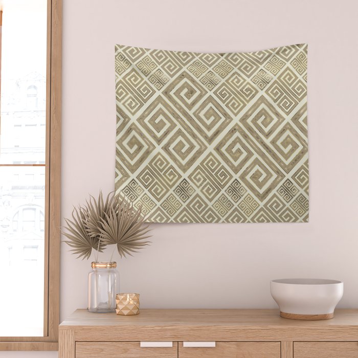 Greek Meander Pattern - Greek Key Ornament Wall Tapestry Gallery Image 2