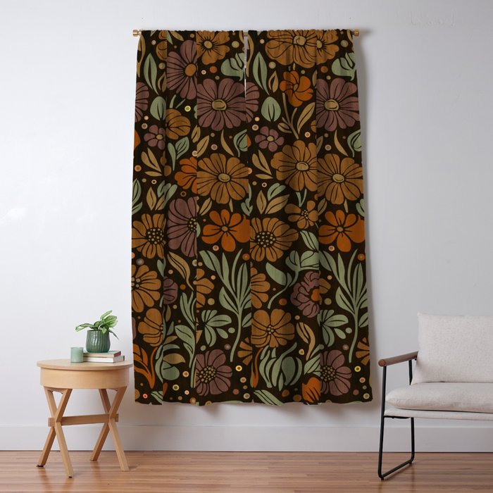 Eternal Summer Block Print Countryside Vibes Flower Garden Marigold Window Curtain Gallery Image 5