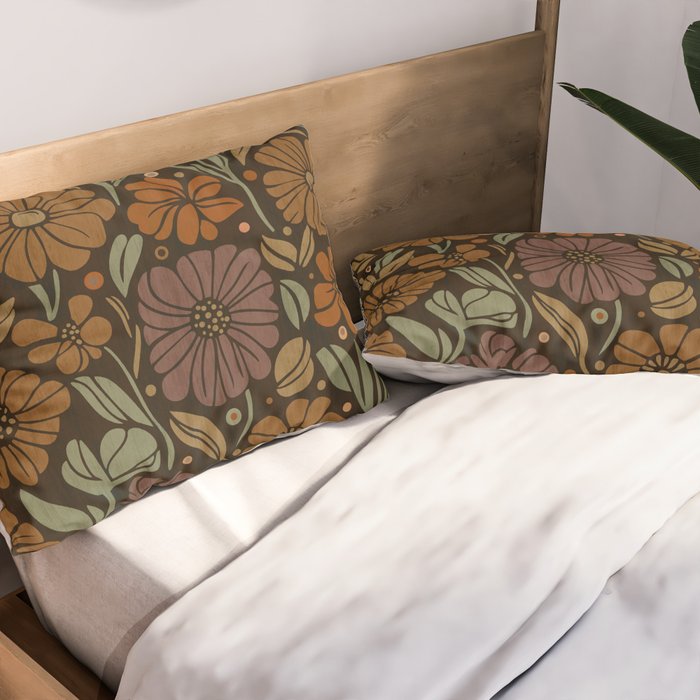 Eternal Summer Block Print Countryside Vibes Flower Garden Marigold Pillow Sham Gallery Image 2