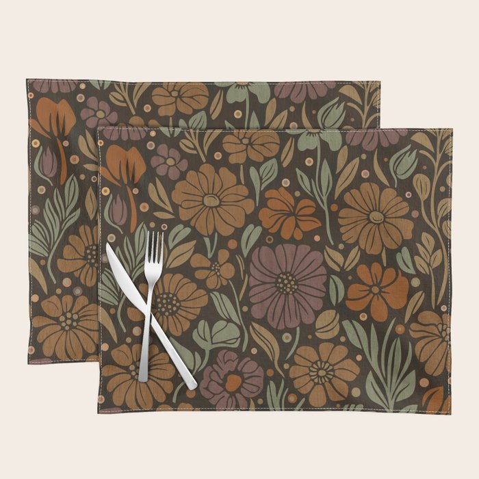 Eternal Summer Block Print Countryside Vibes Flower Garden Marigold Placemat Gallery Image 1
