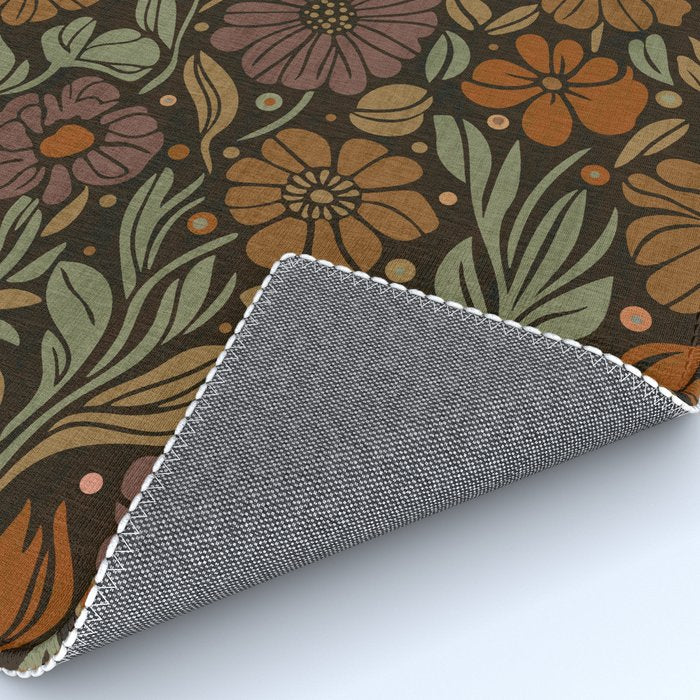 Eternal Summer Block Print Countryside Vibes Flower Garden Marigold Rug Gallery Image 4