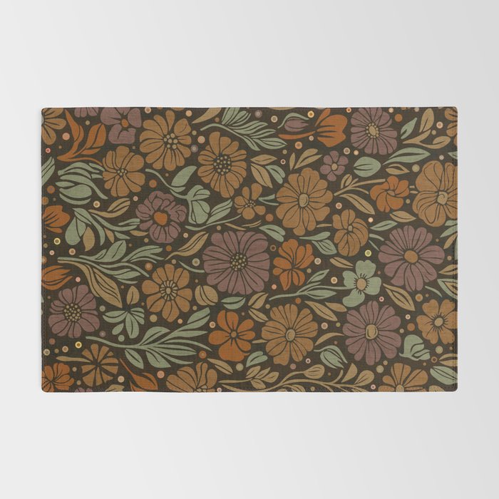 Eternal Summer Block Print Countryside Vibes Flower Garden Marigold Rug Gallery Image 2