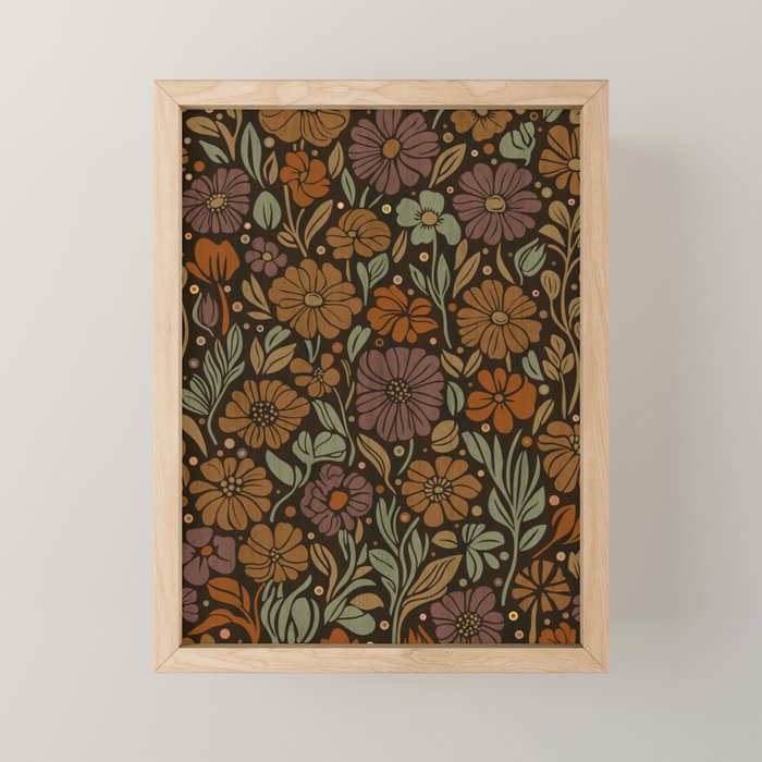 Eternal Summer Block Print Countryside Vibes Flower Garden Marigold Mini Art Print Gallery Image 1