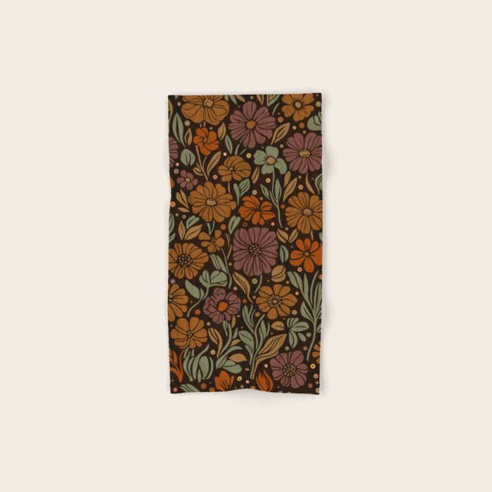 Eternal Summer Block Print Countryside Vibes Flower Garden Marigold Bath Towel Gallery Image 1