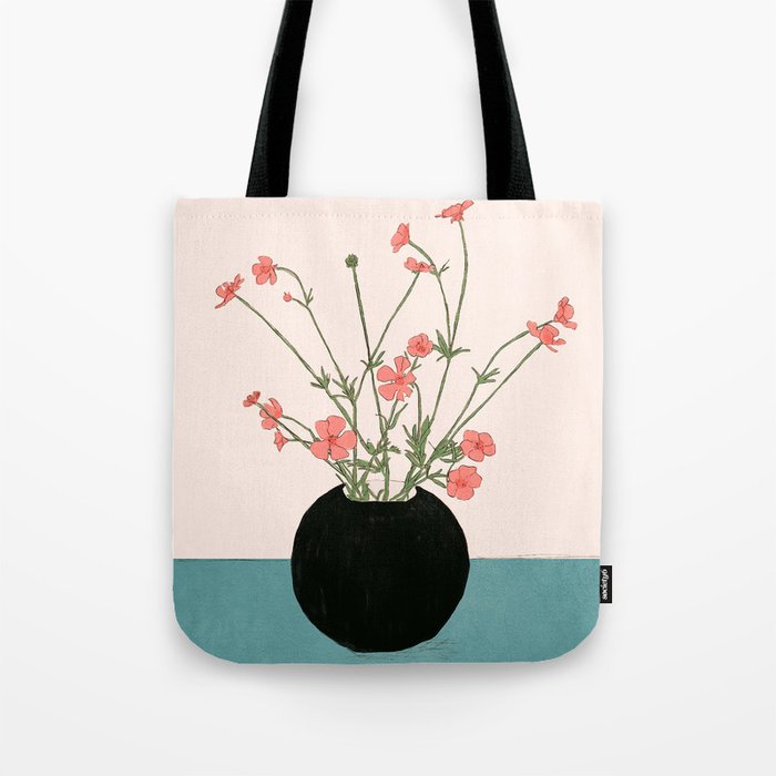 Blooming Wildflowers Rose Tote Bag Gallery Image 1
