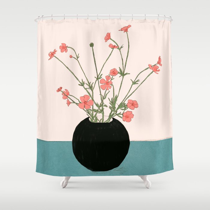 Blooming Wildflowers Rose Shower Curtain Gallery Image 1