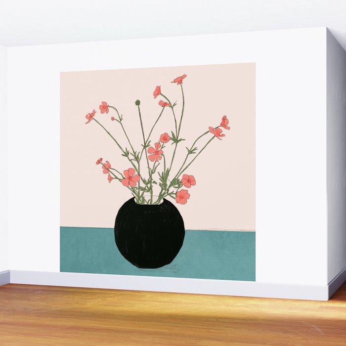 Blooming Wildflowers Rose Wall Mural Gallery Image 2