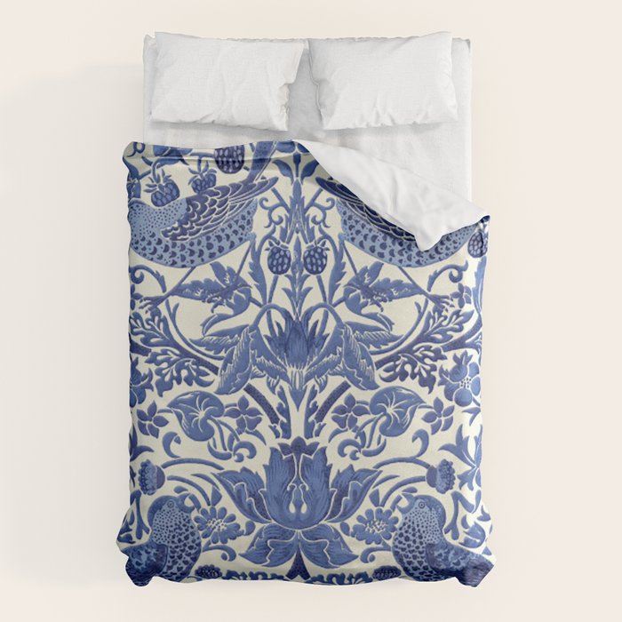William Morris Strawberry Thief Blue & White Pattern Duvet Cover Gallery Image 6