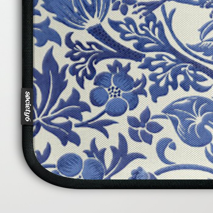 William Morris Strawberry Thief Blue & White Pattern Laptop Sleeve Gallery Image 3