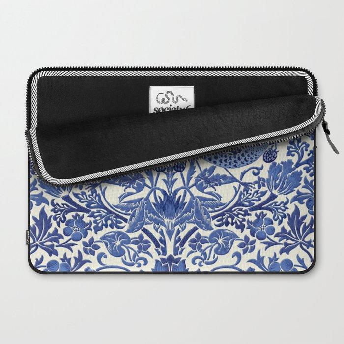 William Morris Strawberry Thief Blue & White Pattern Laptop Sleeve Gallery Image 2