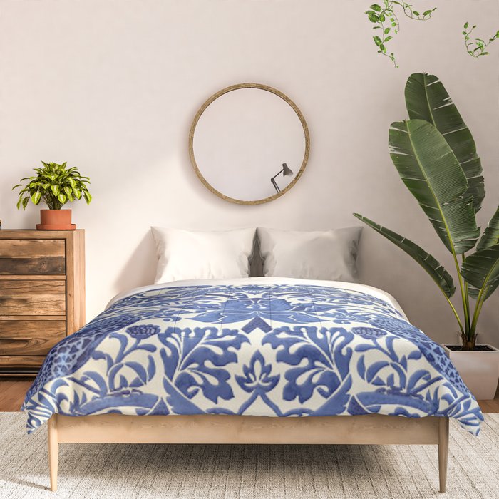 William Morris Strawberry Thief Blue & White Pattern Comforter Gallery Image 3