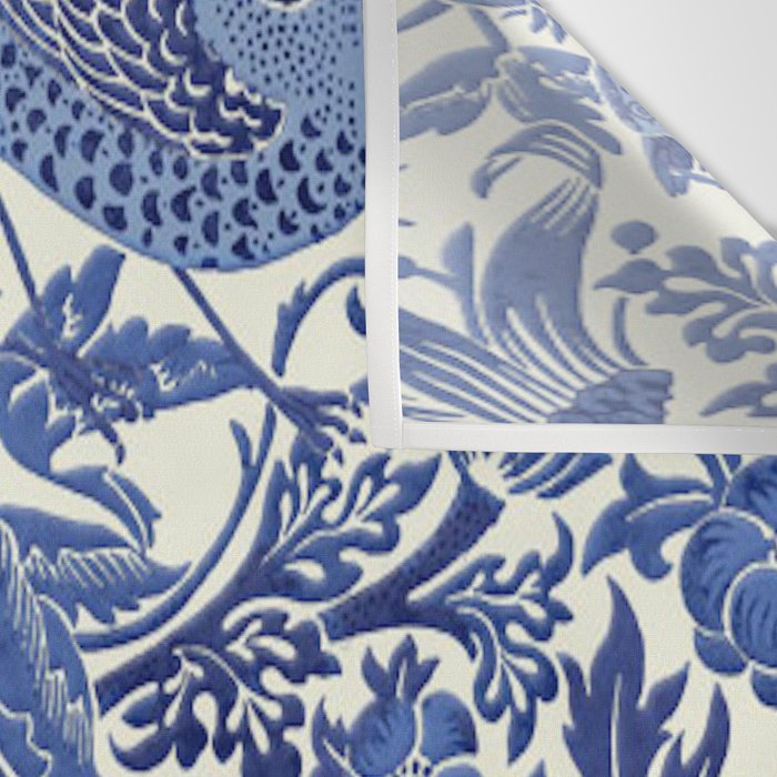 William Morris Strawberry Thief Blue & White Pattern Wall Tapestry Gallery Image 3