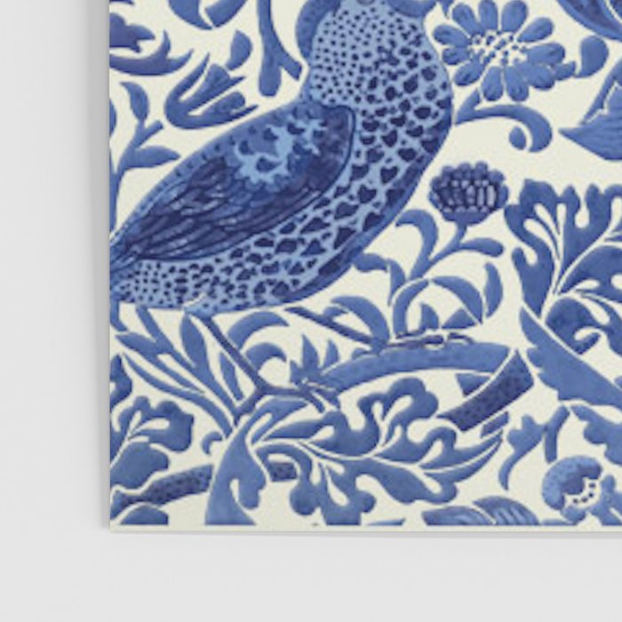 William Morris Strawberry Thief Blue & White Pattern Poster Gallery Image 3
