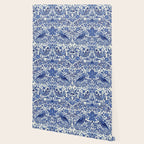 William Morris Strawberry Thief Blue & White Pattern Wallpaper Gallery Image 2
