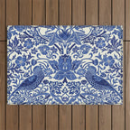 William Morris Strawberry Thief Blue & White Pattern Outdoor Rug Gallery Image 1
