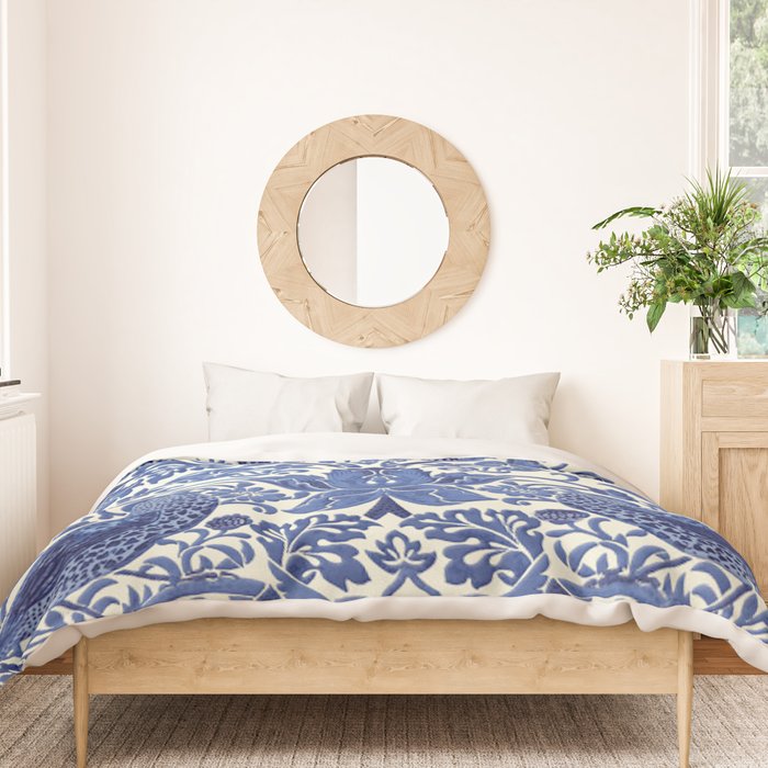 William Morris Strawberry Thief Blue & White Pattern Duvet Cover Gallery Image 3