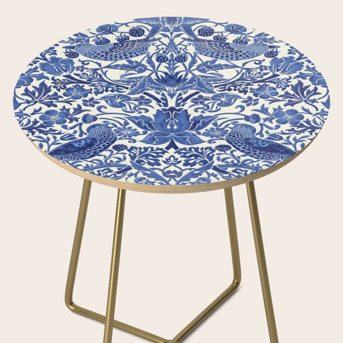 William Morris Strawberry Thief Blue & White Pattern Side Table Gallery Image 2
