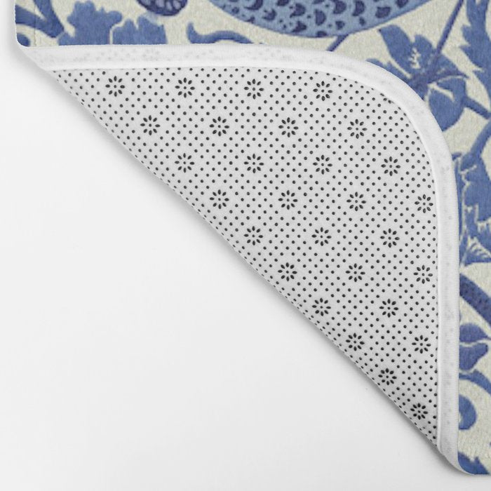 William Morris Strawberry Thief Blue & White Pattern Bath Mat Gallery Image 2